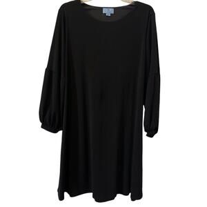 CeCe Women's Lined Dress Black Long Tiered Sleeve 1x Shift LBD